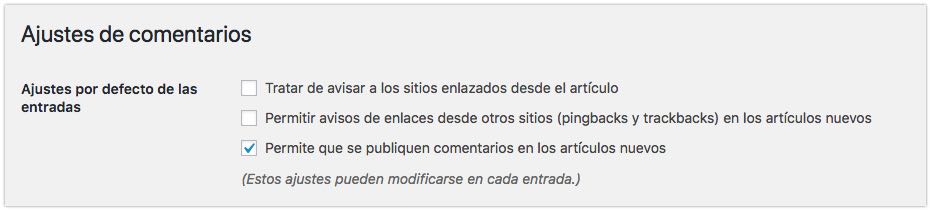 Ajustes de comentarios - permitir que se publiquen comentarios en articulso nuevos
