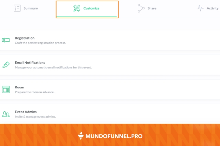 Apartado Customize de Demio