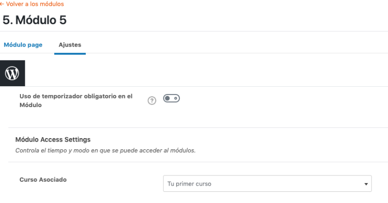Pantalla de ajustes