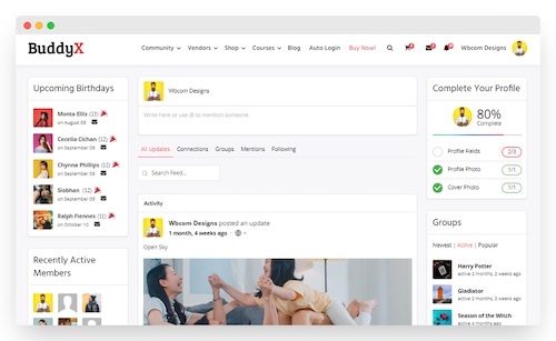 BuddyX con BuddyBoss Platform