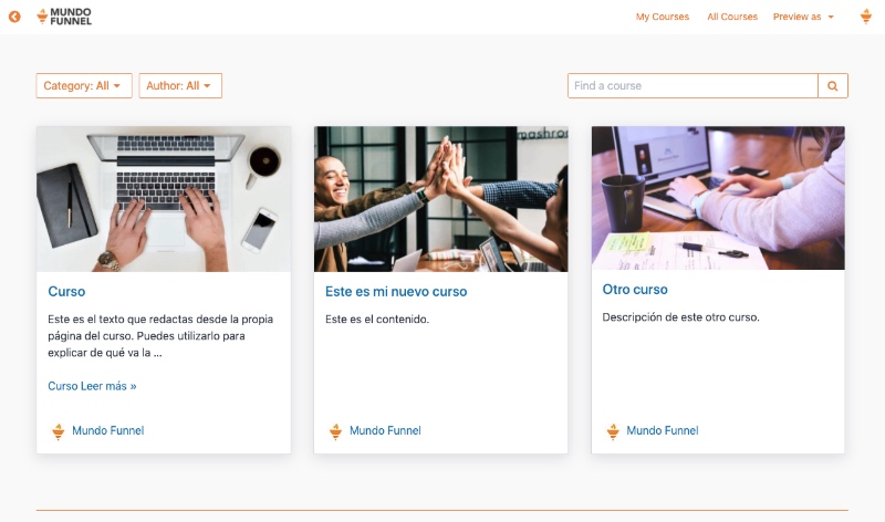 Catálogo creado por MemberPress Courses