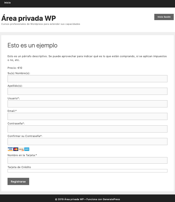 Checkout simple en MemberPress