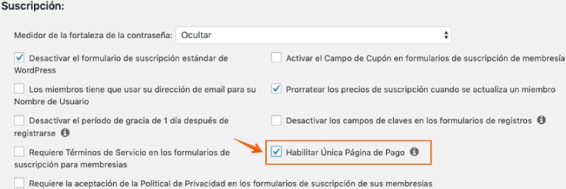 Checkout en un paso de MemberPress
