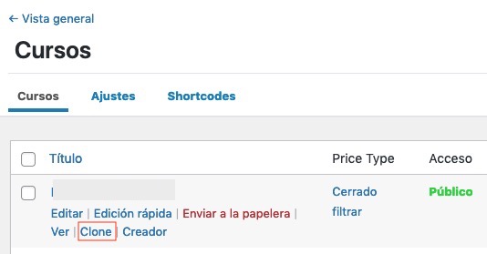 Clonar contenido en LearnDash