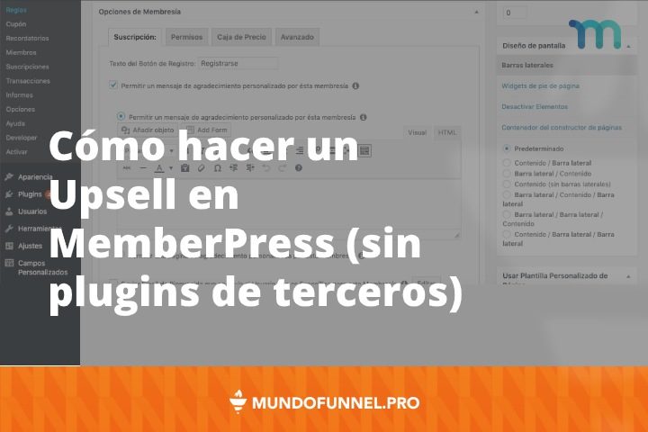 Cómo hacer un upsell en MemberPress