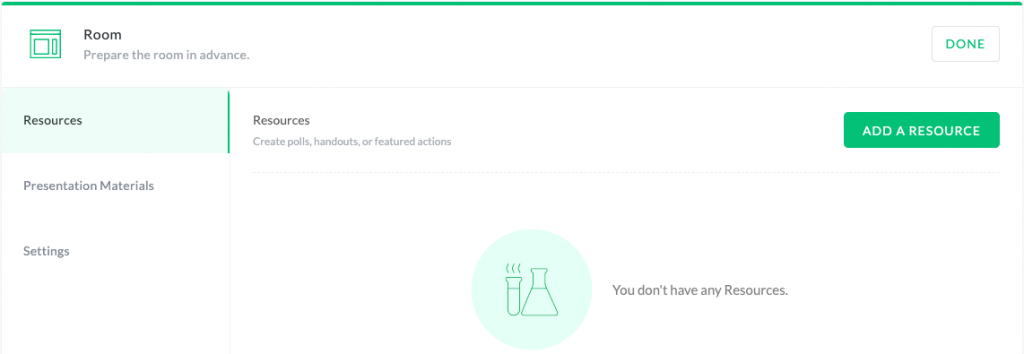 Configuración de la sala