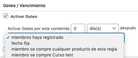 Goteo para contenido de cursos en MemberPress