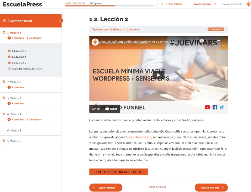 Así es la interfaz de LearnDash por dentro