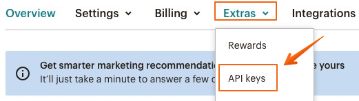 Entrar al apartado API key en MailChimp
