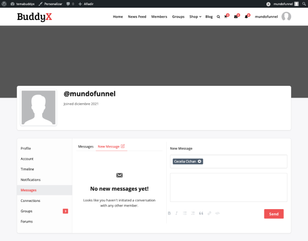 Mensajes en BuddyX