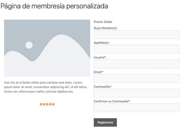 Personalizar página de registro en membresía con Elementor en MemberPress