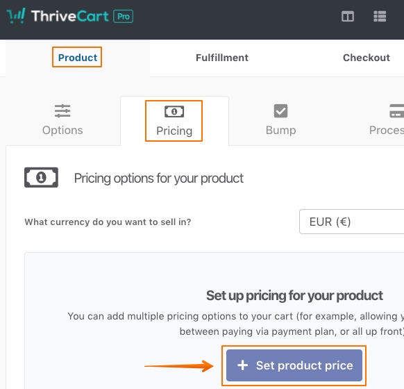 Configurar precio en ThriveCart