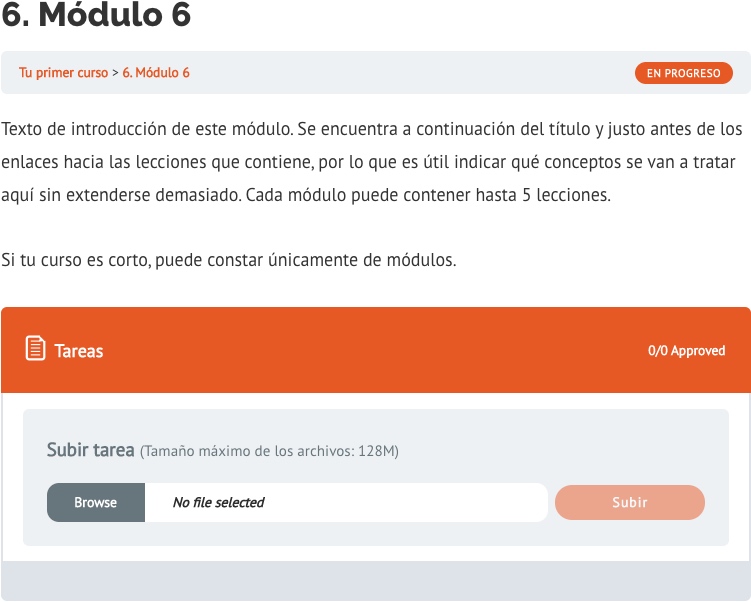 Subida de tareas en LearnDash